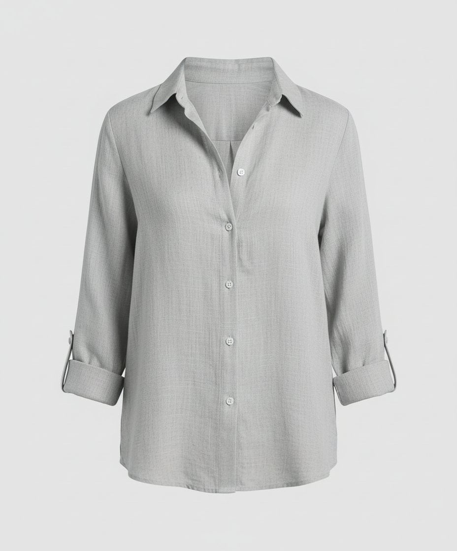 Catherine Women’s Linen Blouse with Three-Quarter Sleeves and Classic Collar 6
