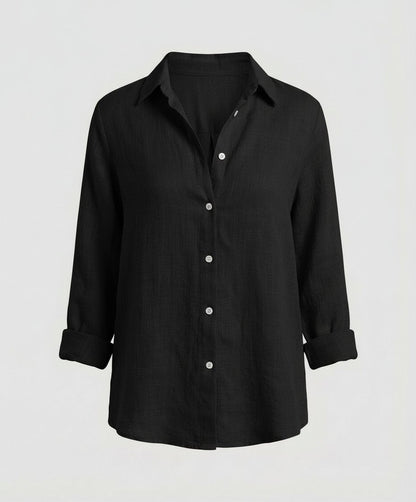 Catherine Women’s Linen Blouse with Three-Quarter Sleeves and Classic Collar 7
