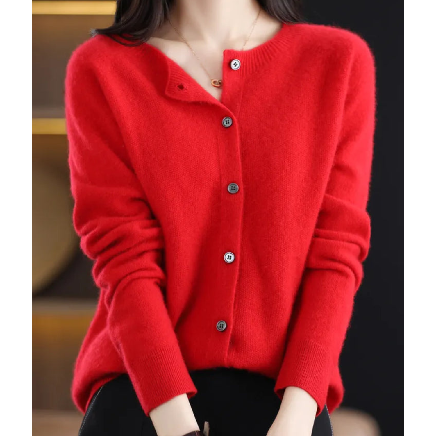 Celine Women’s Cardigan Sweater with Classic Button Placket and Soft Fabric 11