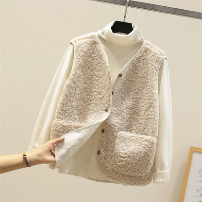 Charlotte Women's Puffer Vest | Sherpa Fleece Reversible Button-Front 1