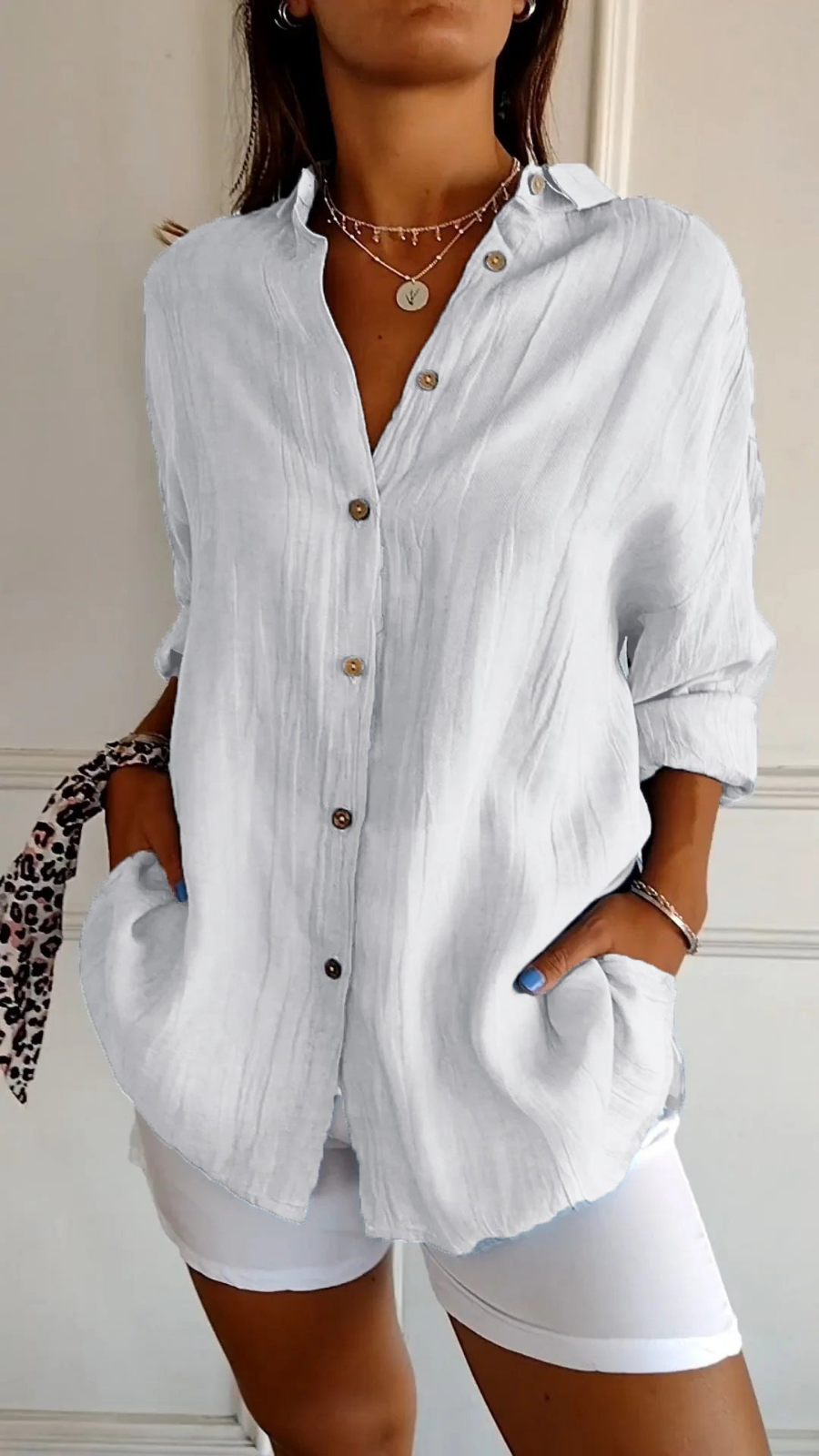 Chloe Women’s Shirt with Oversized Fit and V-Neckline 11