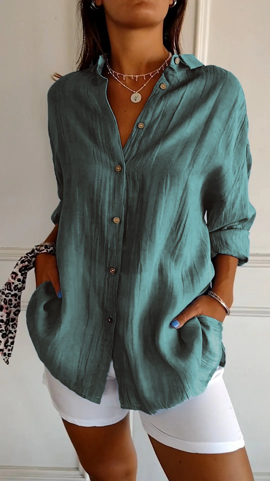 Chloe Women’s Shirt with Oversized Fit and V-Neckline 5