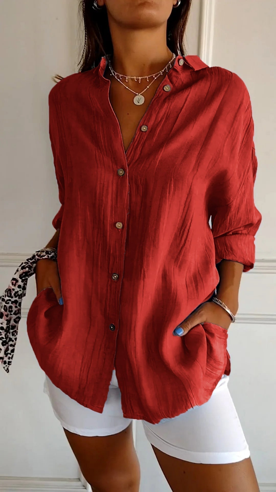 Chloe Women’s Shirt with Oversized Fit and V-Neckline 6