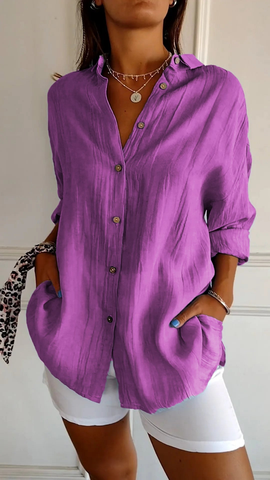 Chloe Women’s Shirt with Oversized Fit and V-Neckline 8
