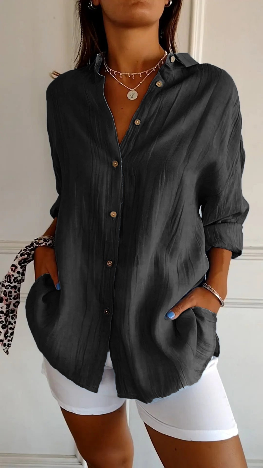 Chloe Women’s Shirt with Oversized Fit and V-Neckline 9