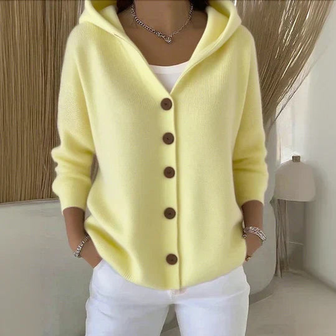 Clara Women’s Cardigan Sweater with Hood and Button Placket in Relaxed Fit 3