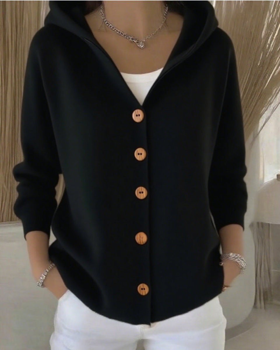 Clara Women’s Cardigan Sweater with Hood and Button Placket in Relaxed Fit 7