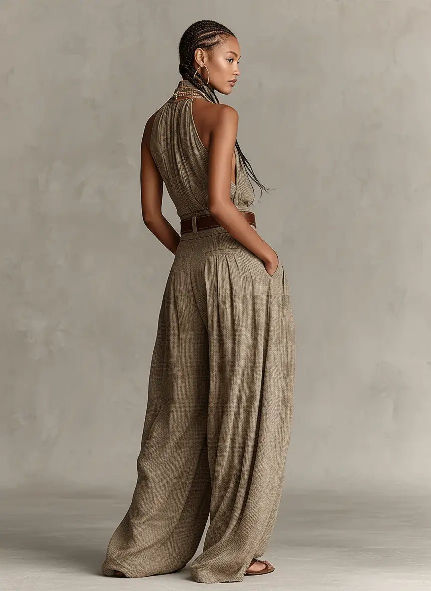 Clara Women's Jumpsuit with Halterneck and Wide Leg Design 4