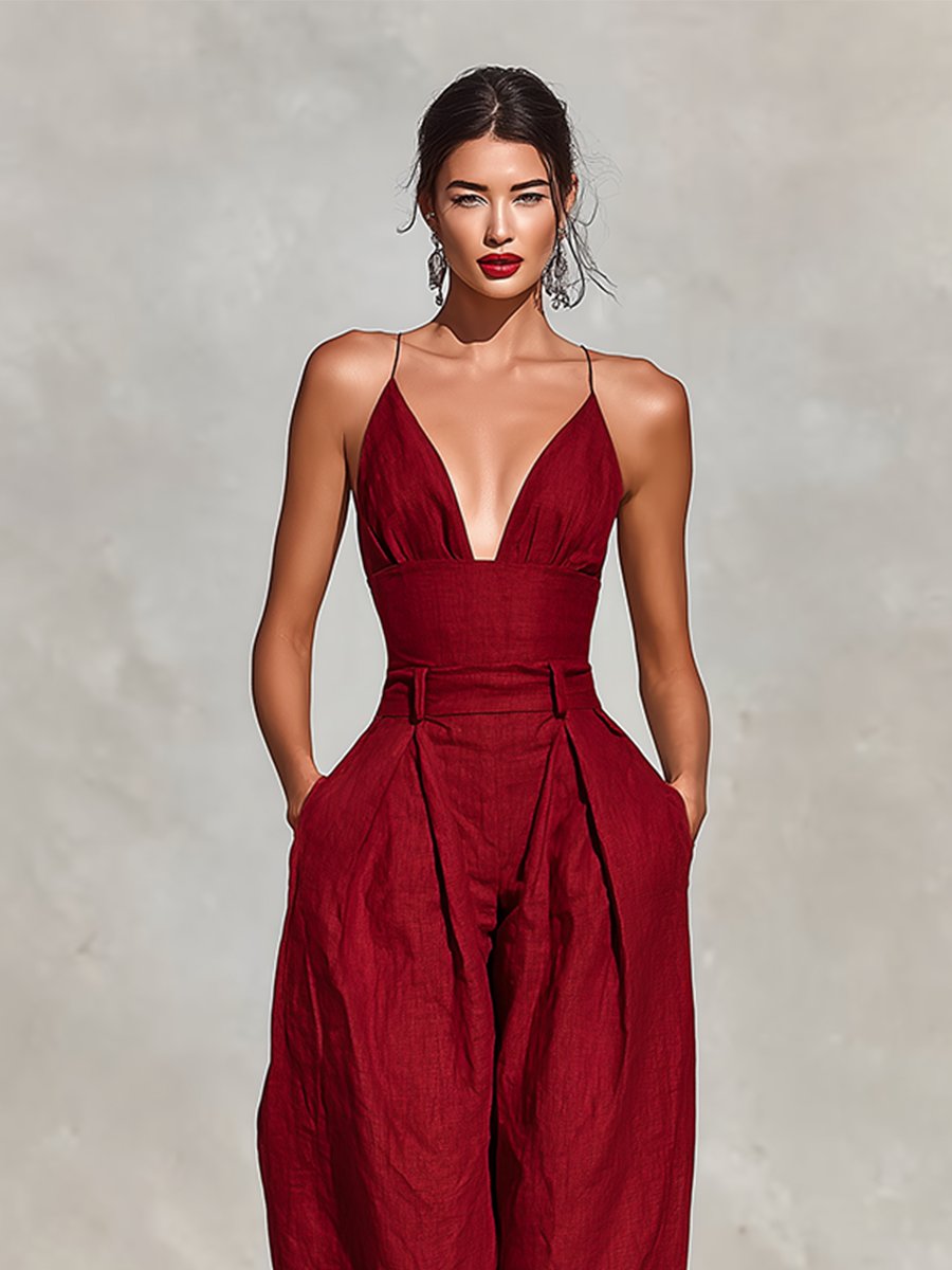Clara Women's Jumpsuit with High-Waist Design and Wide-Leg Trousers 2