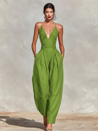 Clara Women's Jumpsuit with High-Waist Design and Wide-Leg Trousers 4