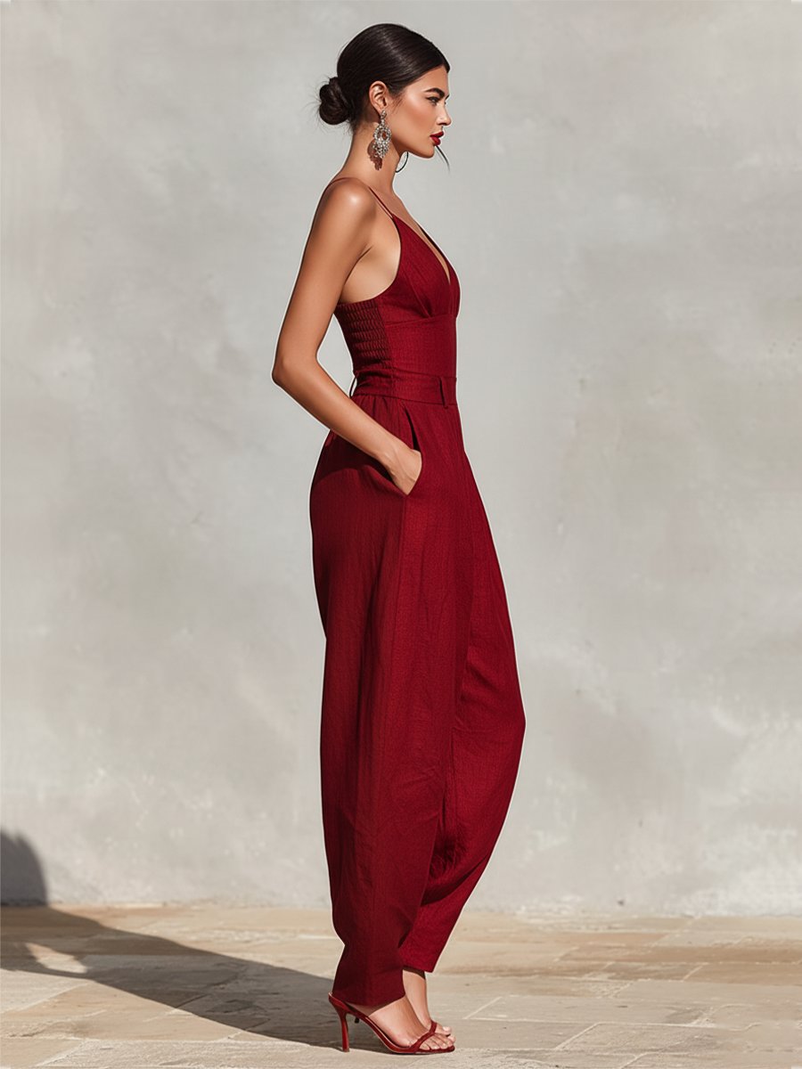 Clara Women's Jumpsuit with High-Waist Design and Wide-Leg Trousers 5