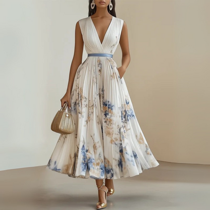 Clara Women’s Maxi Dress with Flowing Sleeveless Design and Floral Pattern 0