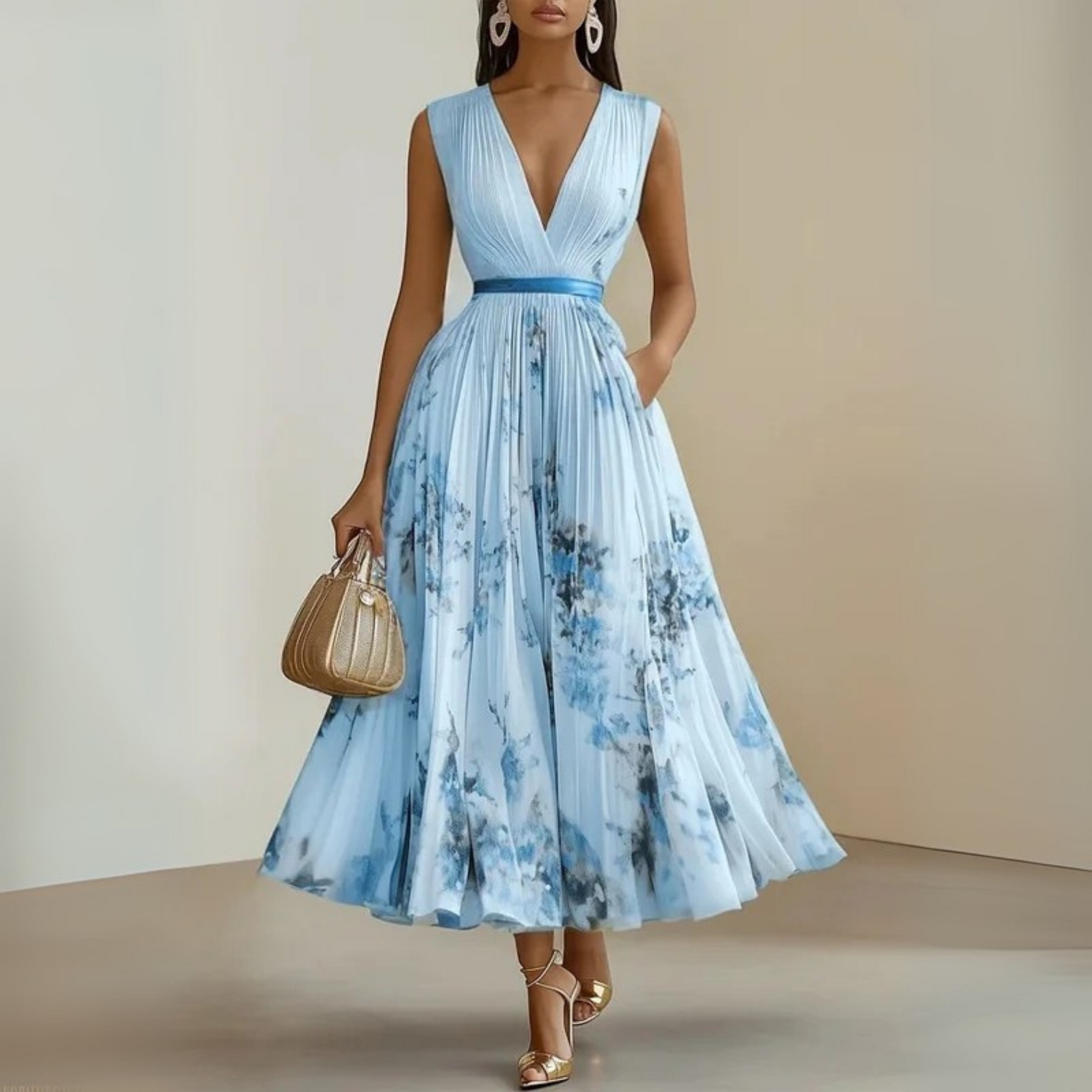 Clara Women’s Maxi Dress with Flowing Sleeveless Design and Floral Pattern 3
