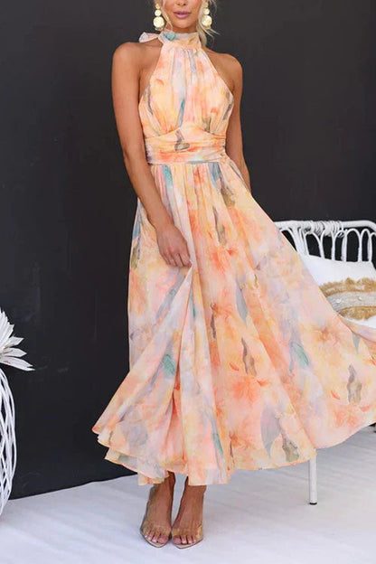 Clara Women’s Maxi Dress with Halter Neckline and Floral Pattern for Summer Elegance 2