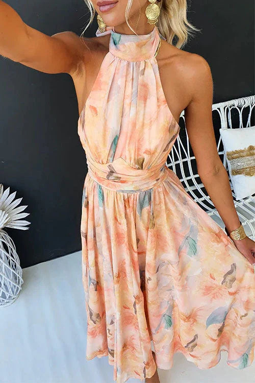 Clara Women’s Maxi Dress with Halter Neckline and Floral Pattern for Summer Elegance 3