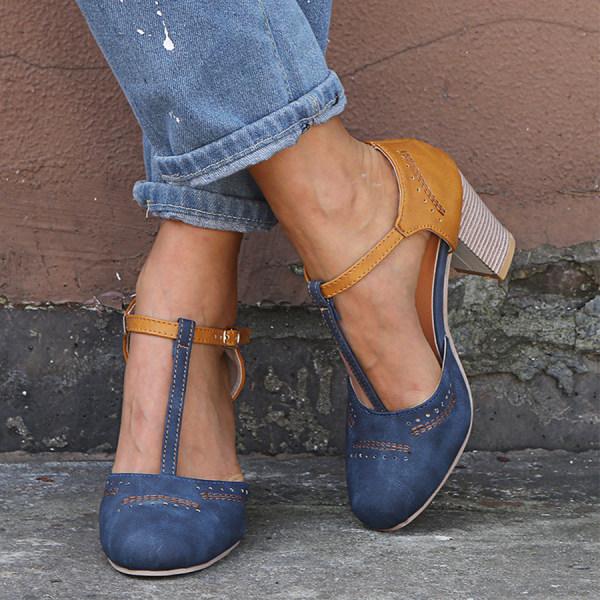Cleo Women’s Mary Janes with Block Heels and T-Strap Design 4