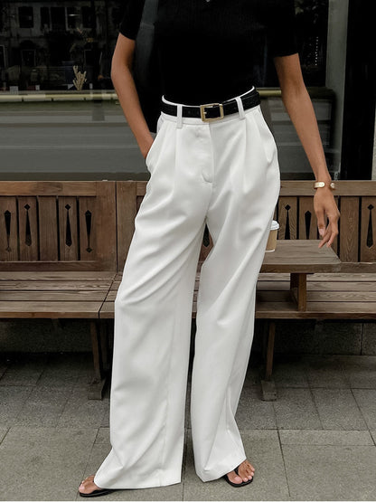 Cleo Women’s Wide Leg Pants with Pleated Front and Matching Belt 1