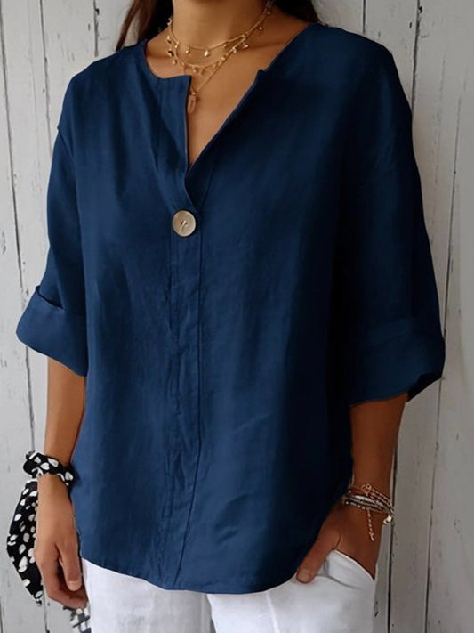 Cora Women’s Blouse with 3/4 Sleeves and V-Neckline for Summer Style 0