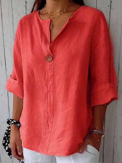 Cora Women’s Blouse with 3/4 Sleeves and V-Neckline for Summer Style 2