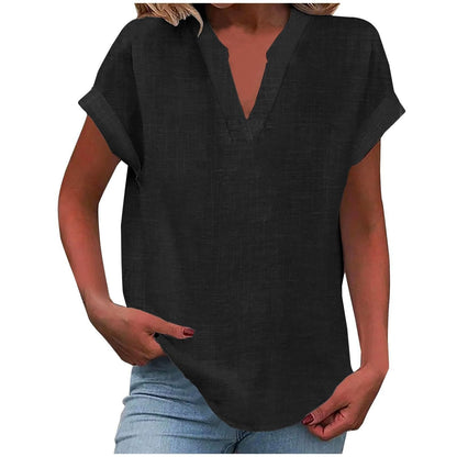Cora Women's Blouse with V-Neck and Rolled-Up Sleeves for Effortless Style 10