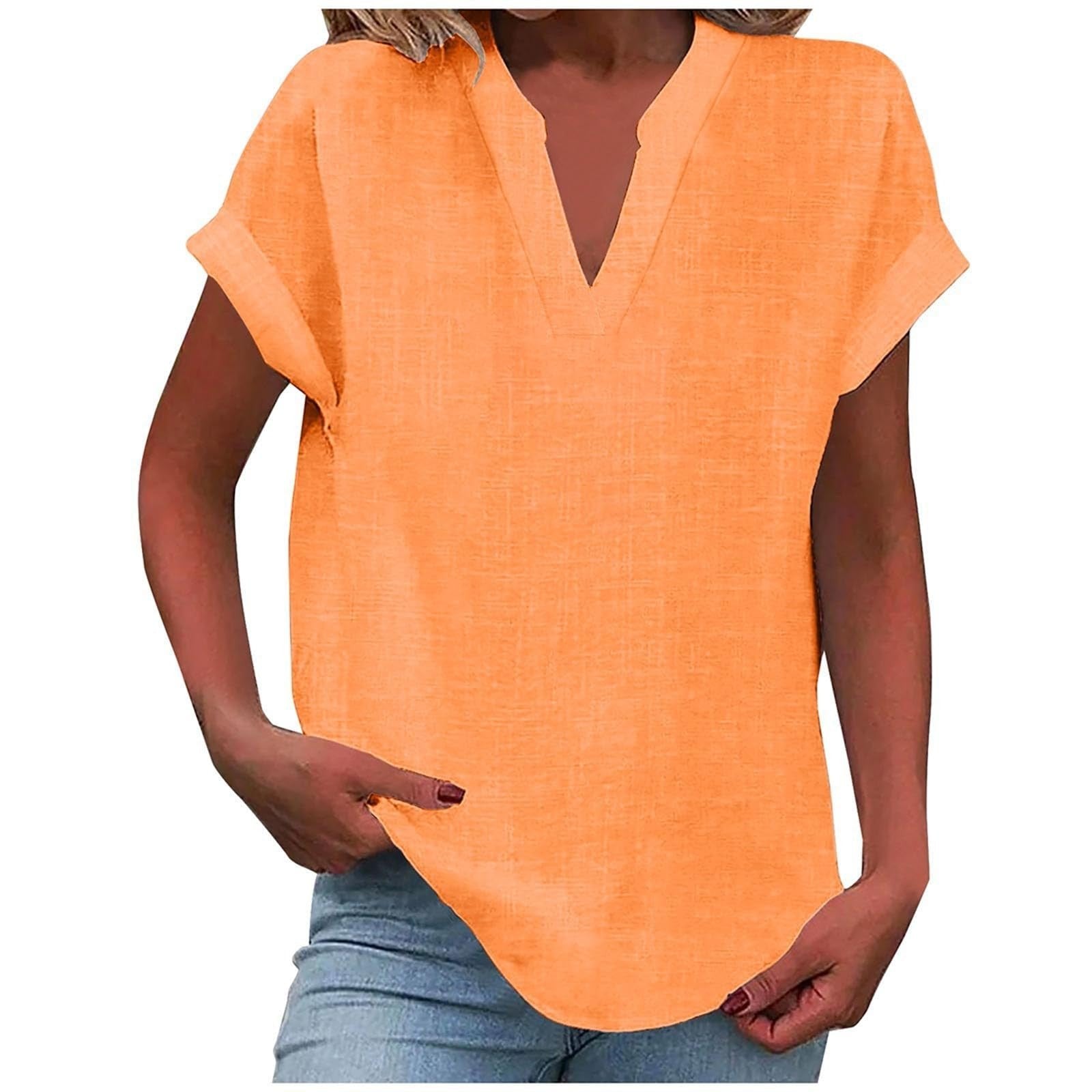 Cora Women's Blouse with V-Neck and Rolled-Up Sleeves for Effortless Style 7