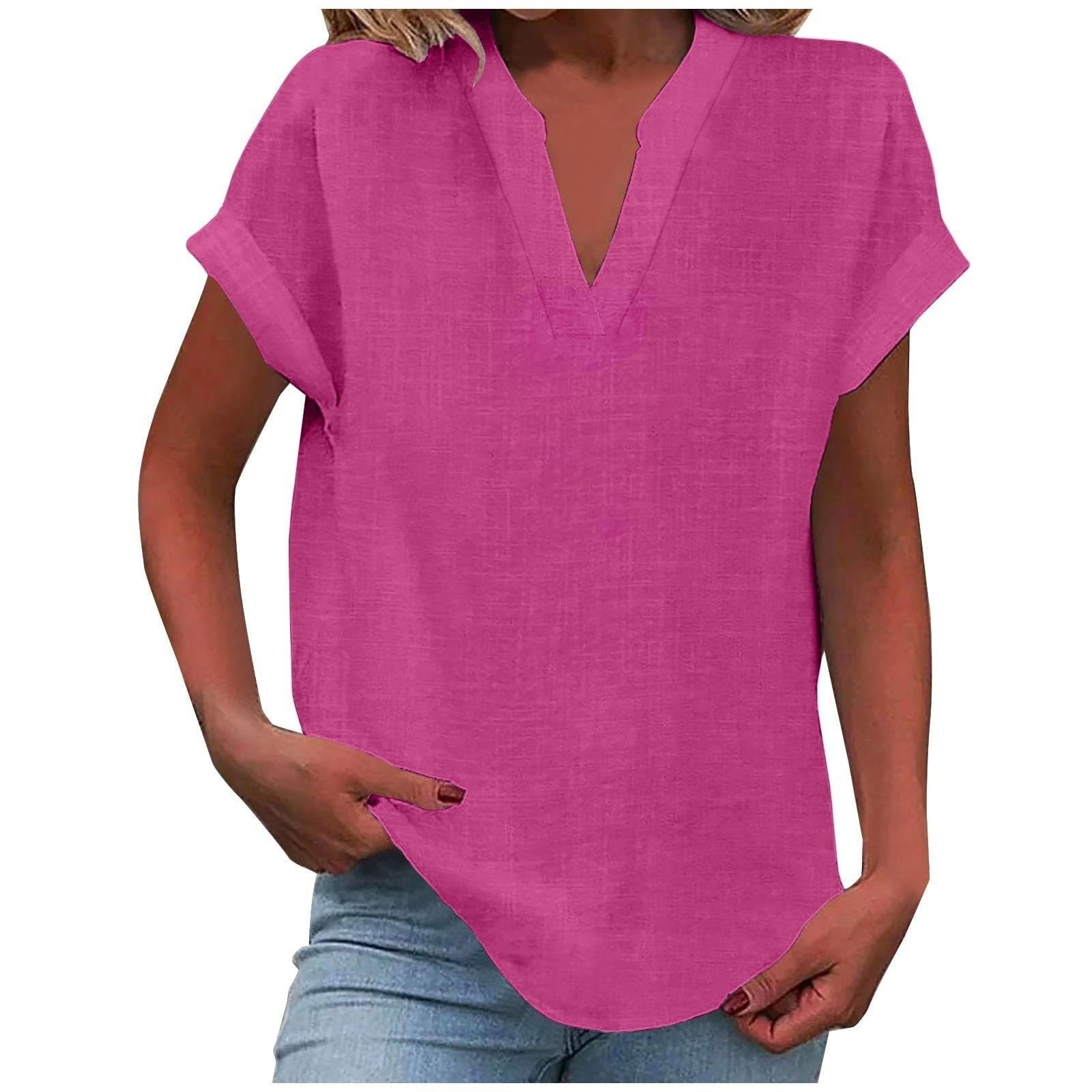 Cora Women's Blouse with V-Neck and Rolled-Up Sleeves for Effortless Style 9