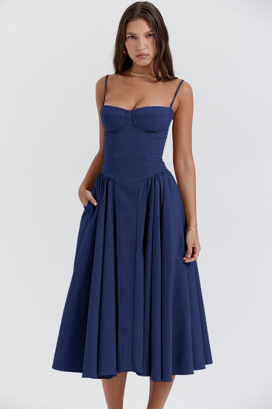 Cora Women’s Corset Midi Dress with Waist-Enhancing Silhouette 0