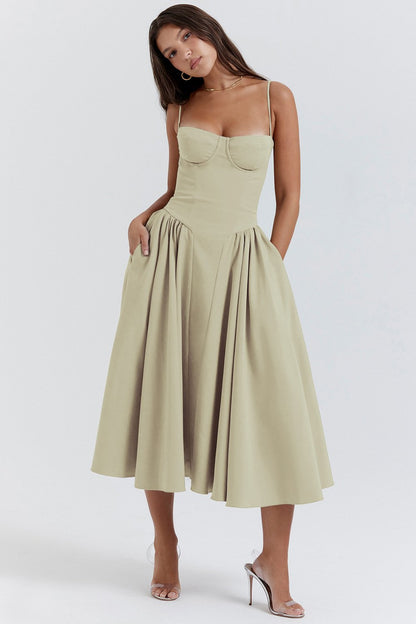 Cora Women’s Corset Midi Dress with Waist-Enhancing Silhouette 13