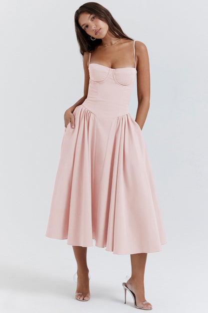 Cora Women’s Corset Midi Dress with Waist-Enhancing Silhouette 14