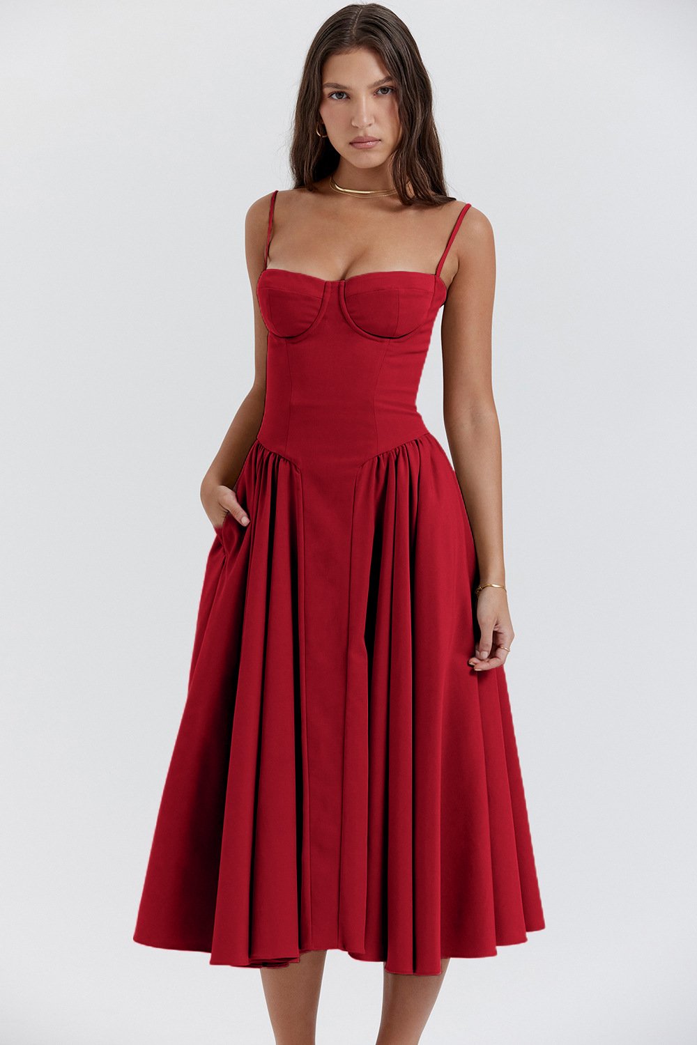 Cora Women’s Corset Midi Dress with Waist-Enhancing Silhouette 4