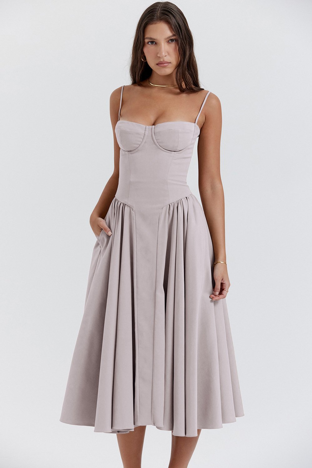 Cora Women’s Corset Midi Dress with Waist-Enhancing Silhouette 5