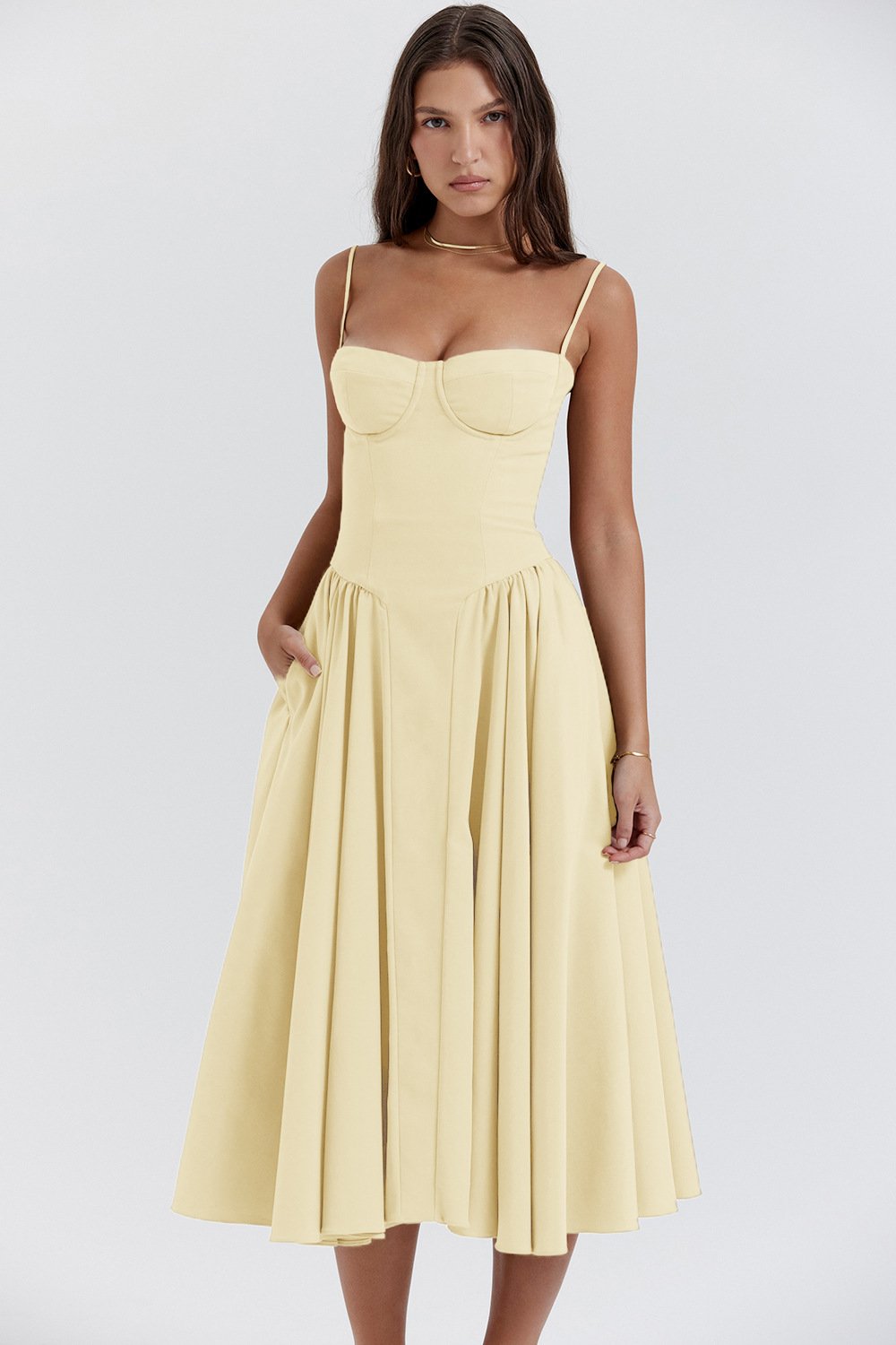 Cora Women’s Corset Midi Dress with Waist-Enhancing Silhouette 6