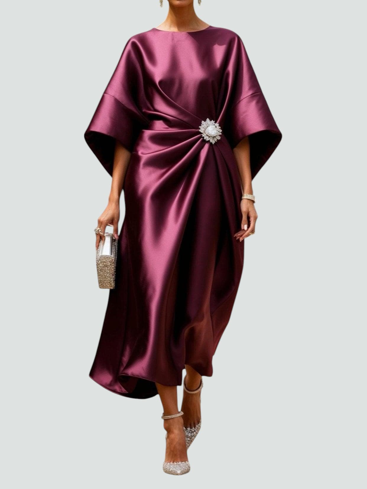 Cora Women’s Formal Dress with Long Silhouette and Shiny Finish 1