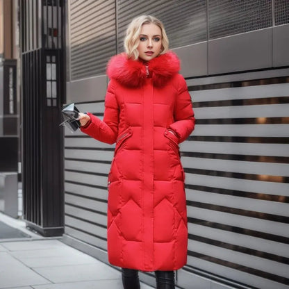 Cora Women's Long Puffer Coat with High Collar and Quilted Design 9