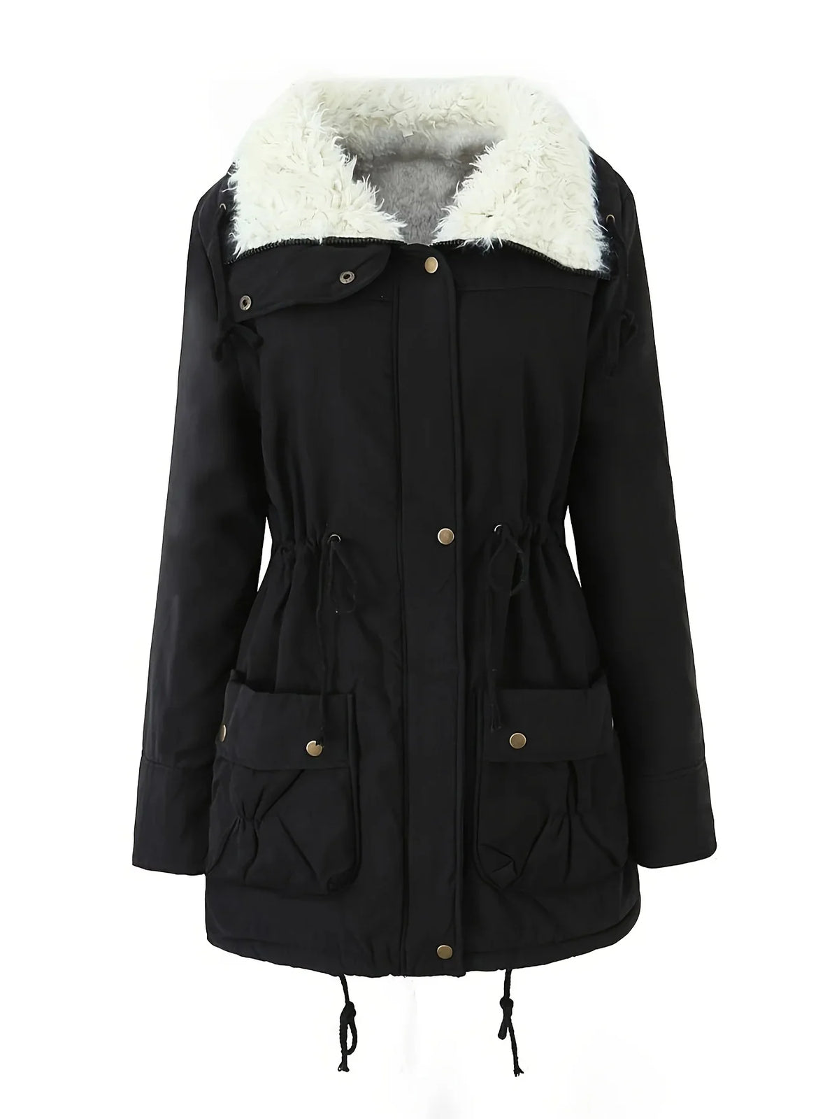 Cora Women's Parka Jacket featuring an adjustable waist and plush lining for ultimate warmth and comfort in cold weather. 1