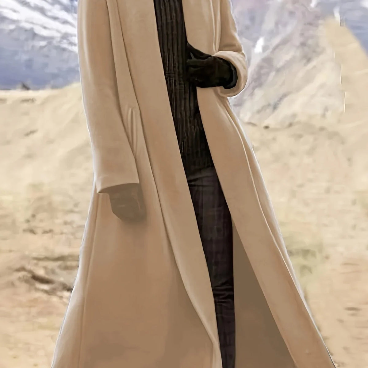 Cordelia Women’s Longline Coat featuring a flowing silhouette and open front design, perfect for stylish layering in any season. 11