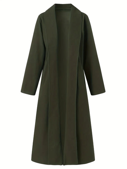 Cordelia Women’s Longline Coat featuring a flowing silhouette and open front design, perfect for stylish layering in any season. 2