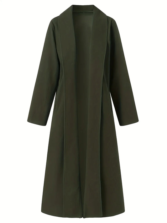 Cordelia Women’s Longline Coat featuring a flowing silhouette and open front design, perfect for stylish layering in any season. 2