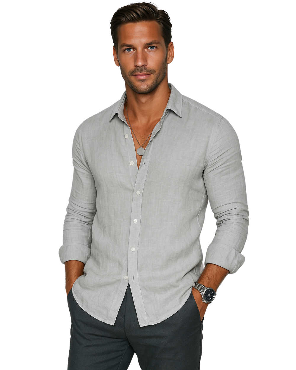 Crisp Men’s Dress Shirt with Lightweight Breathable Fabric and Tailored Fit 1