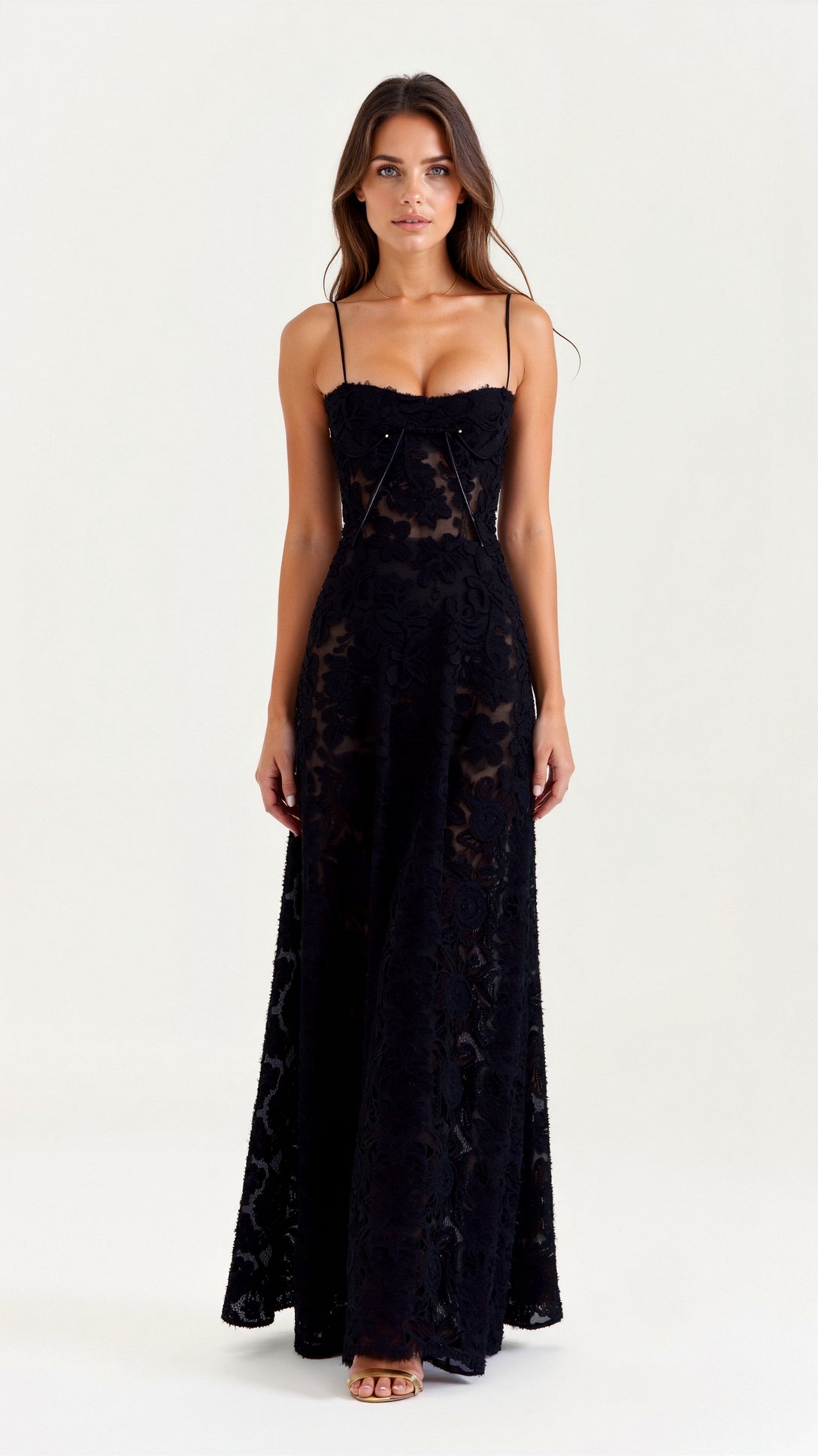 Dahlia Women’s Maxi Dress with Structured Neckline and Flowing Silhouette 0