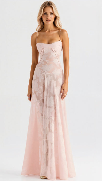 Dahlia Women’s Maxi Dress with Structured Neckline and Flowing Silhouette 1