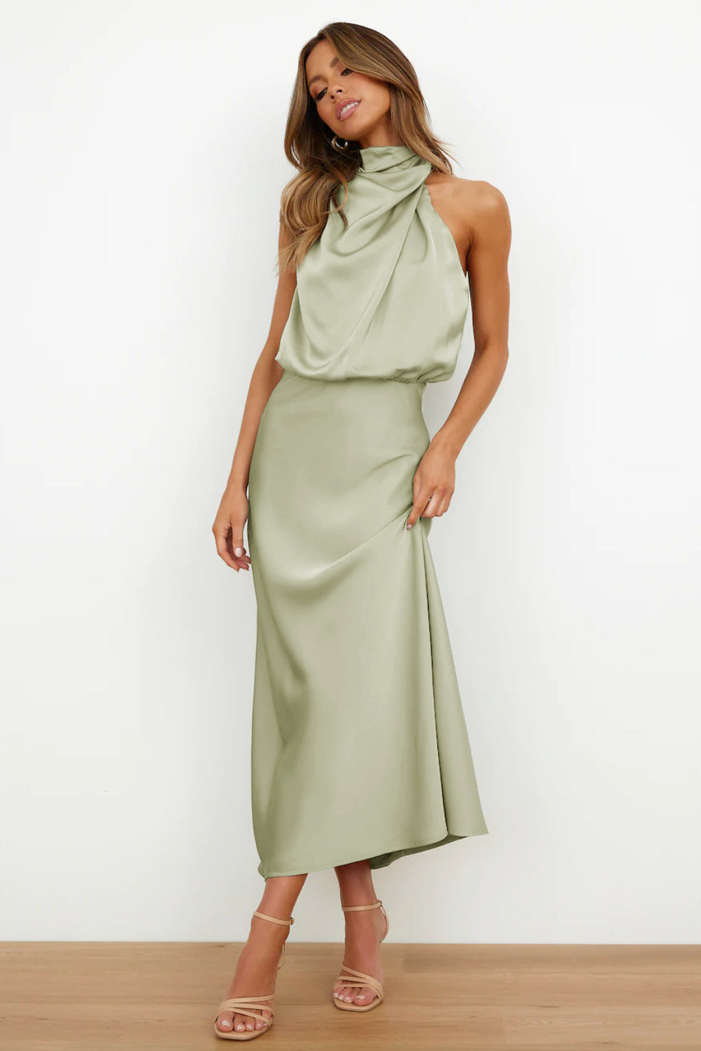 Dalia Women’s Cocktail Dress with Draped Neckline and Flowing Silhouette 1