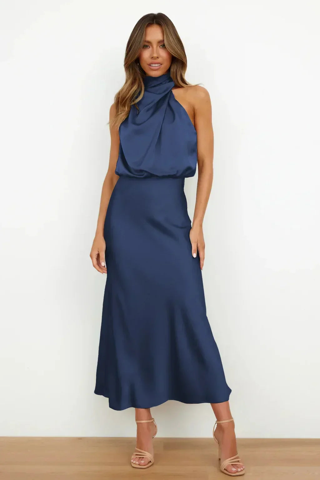 Dalia Women’s Cocktail Dress with Draped Neckline and Flowing Silhouette 10