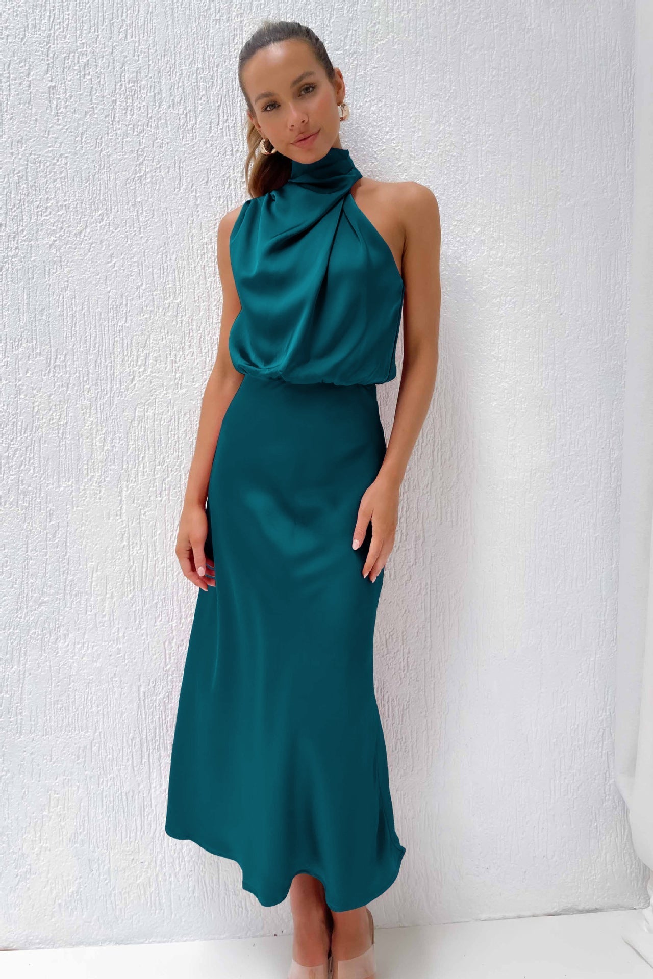 Dalia Women’s Cocktail Dress with Draped Neckline and Flowing Silhouette 11