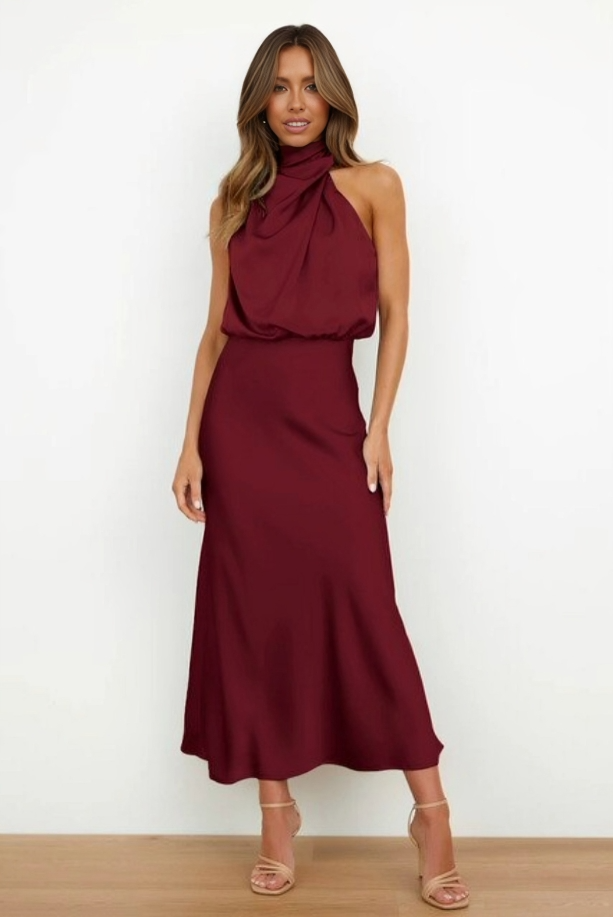 Dalia Women’s Cocktail Dress with Draped Neckline and Flowing Silhouette 13