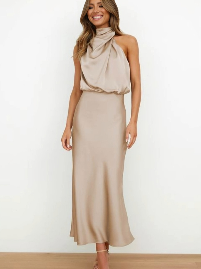 Dalia Women’s Cocktail Dress with Draped Neckline and Flowing Silhouette 3
