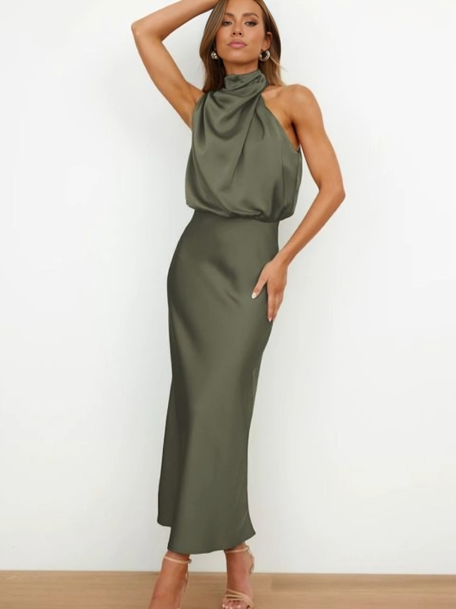 Dalia Women’s Cocktail Dress with Draped Neckline and Flowing Silhouette 8