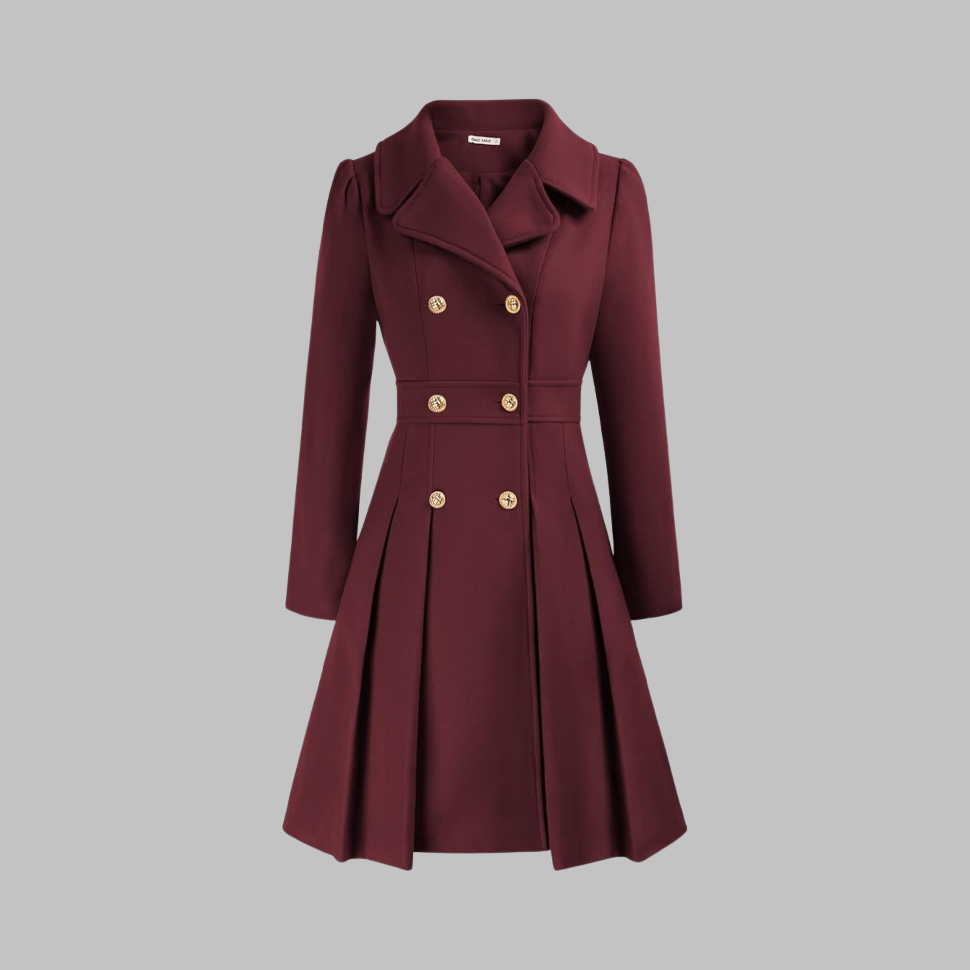 Dami Women's Long Sleeve Coat | Double Button, Classic Silhouette 10
