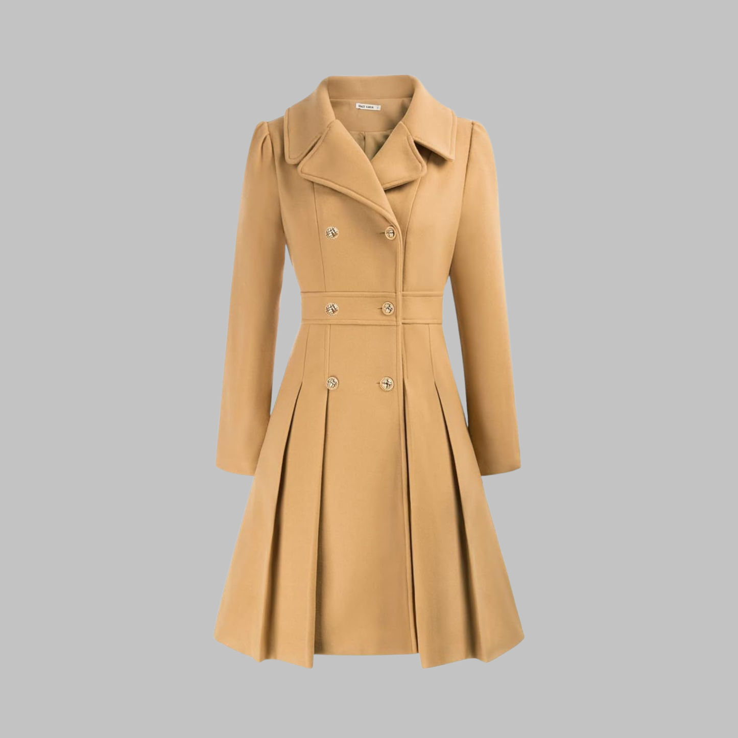 Dami Women's Long Sleeve Coat | Double Button, Classic Silhouette 12