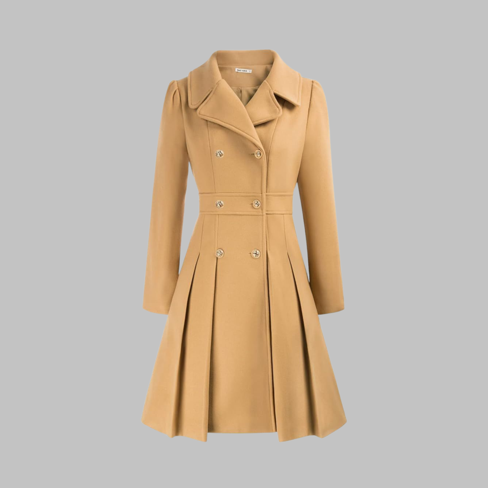 Dami Women's Long Sleeve Coat | Double Button, Classic Silhouette 12